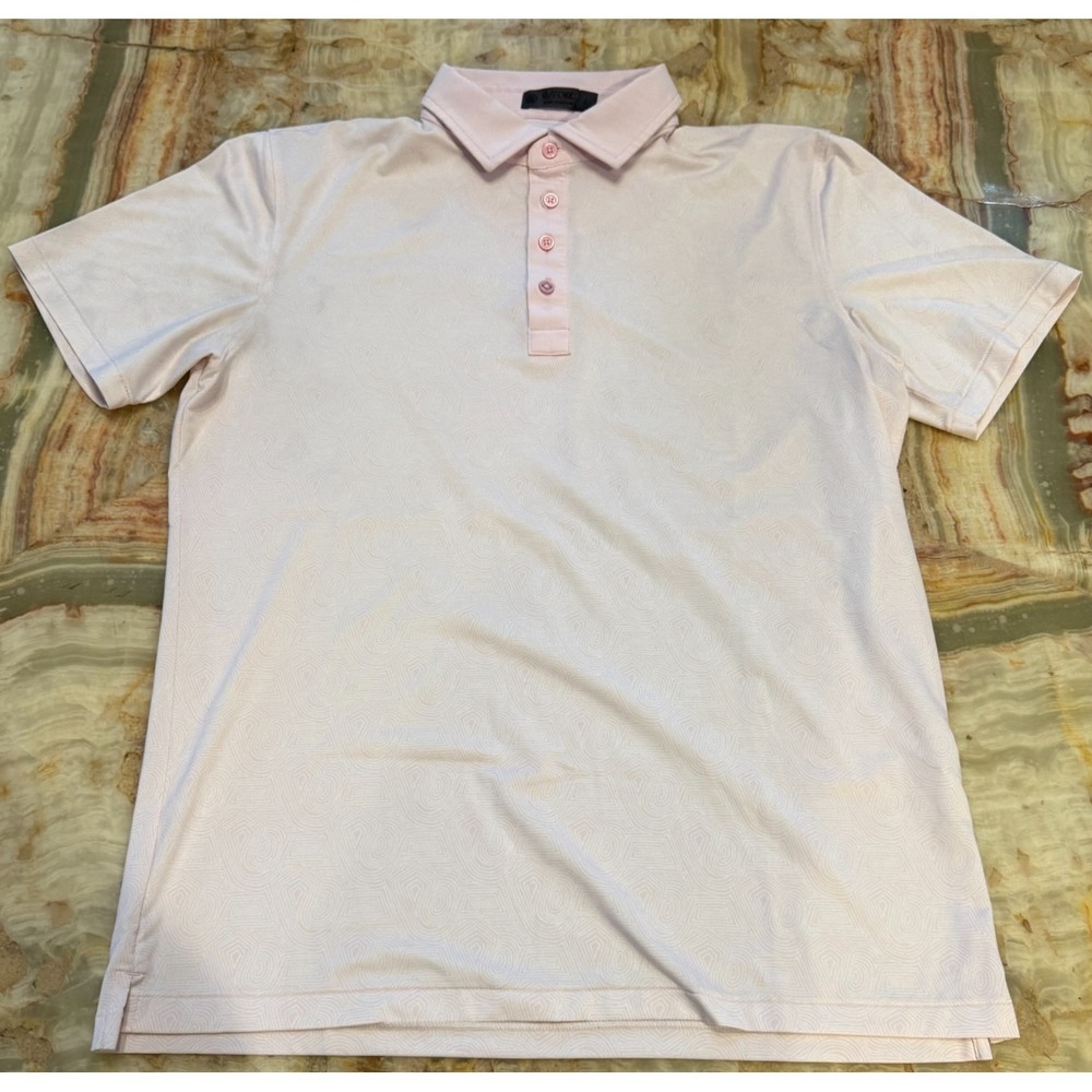 G/FORE Mens Golf Polo Shirt Pink Abstract Spiral Short Sleeve Performance Large